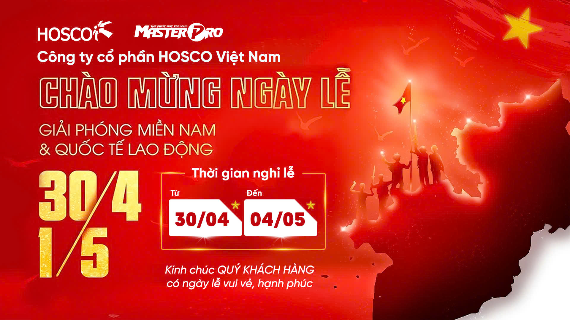 THÔNG BÁO LỊCH NGHỈ LỄ 30/4 – 01/05