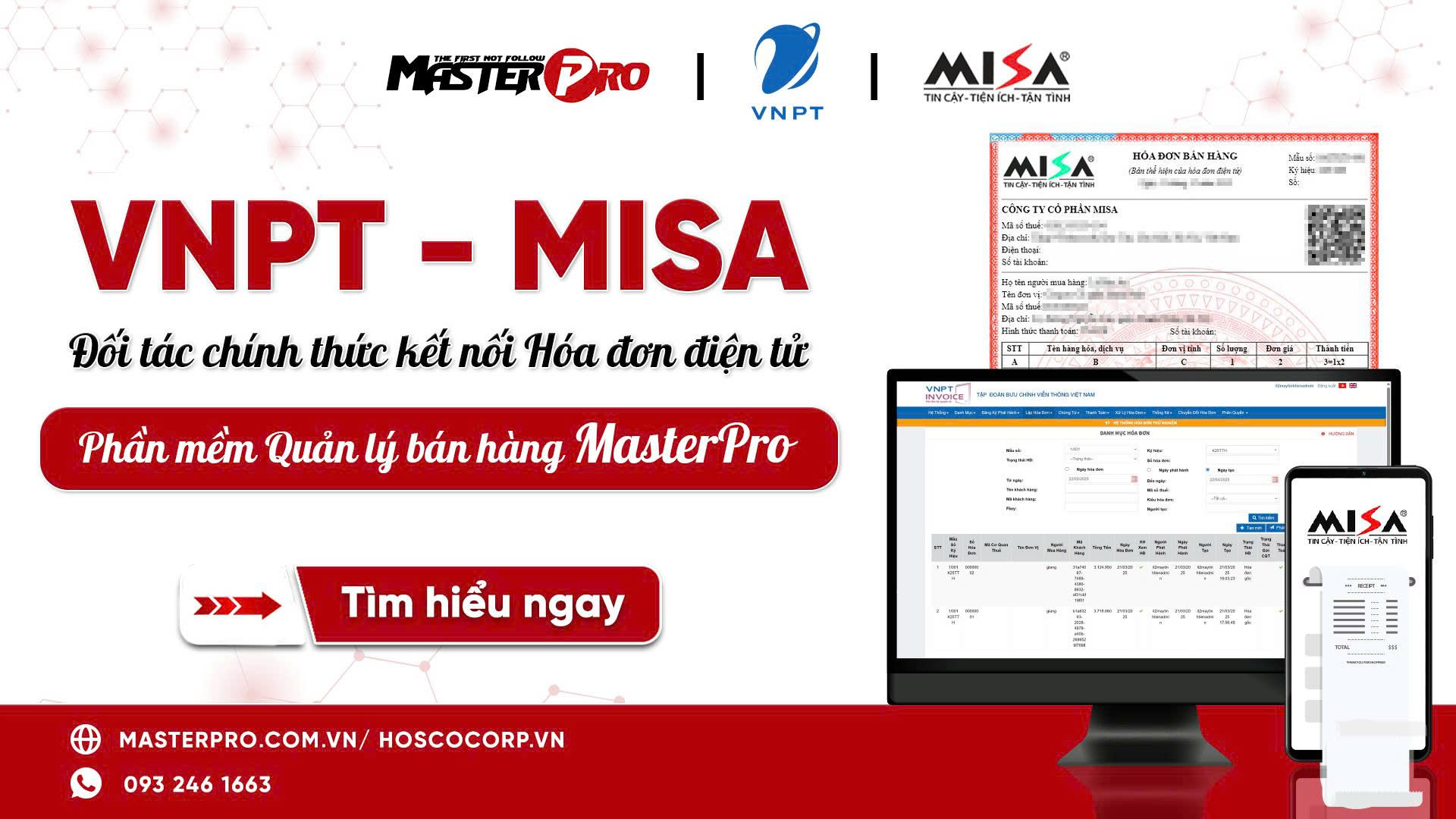 VNPT & Misa – Đối tác chính thức kết nối Hóa đơn điện tử phần mềm quản lý bán hàng MasterPro