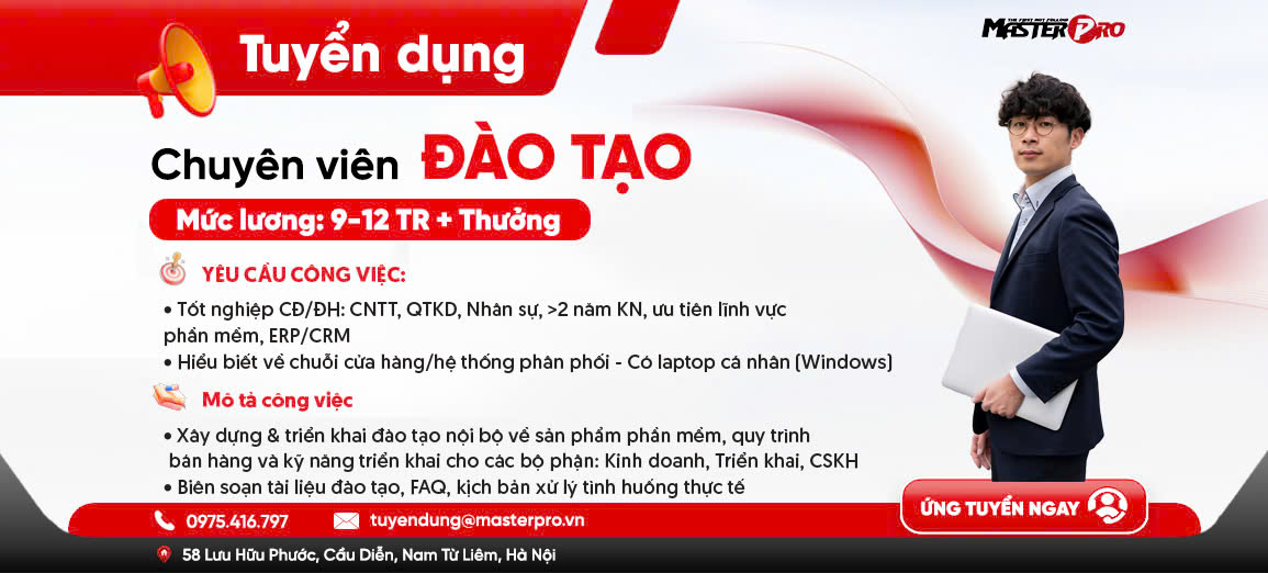 Tuyển Chuyên viên Đào tạo Nội bộ lĩnh vực Phần mềm Tháng 5/2025