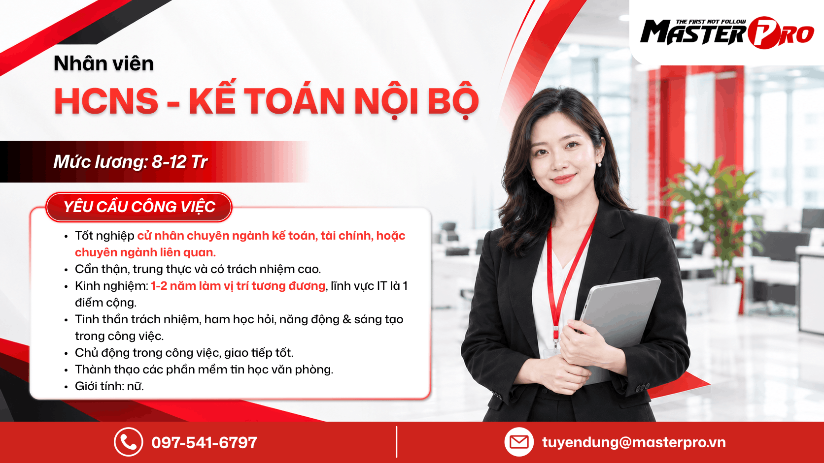 Tuyển dụng Nhân viên Hành chính Nhân sự – Kế toán nội bộ Tháng 10/2026