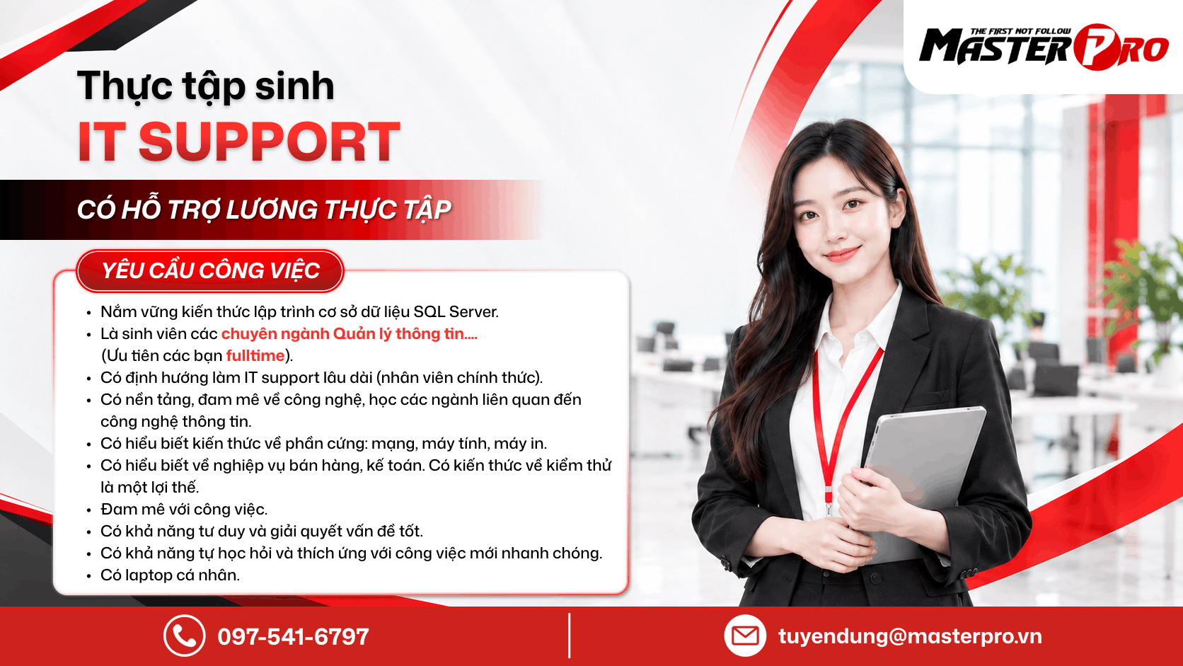 Tuyển dụng Thực tập sinh IT Support Tháng 10/2026