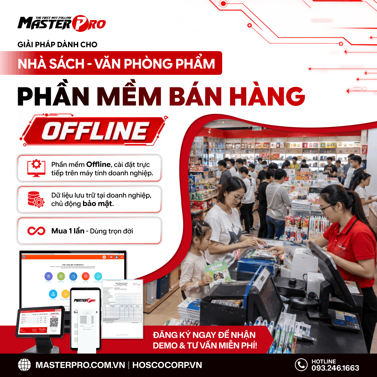 Phần mềm quản lý nhà sách - Văn phòng phẩm MasterPro Offline: Chủ động dữ liệu, tối ưu chi phí ADS NHA SACH 1