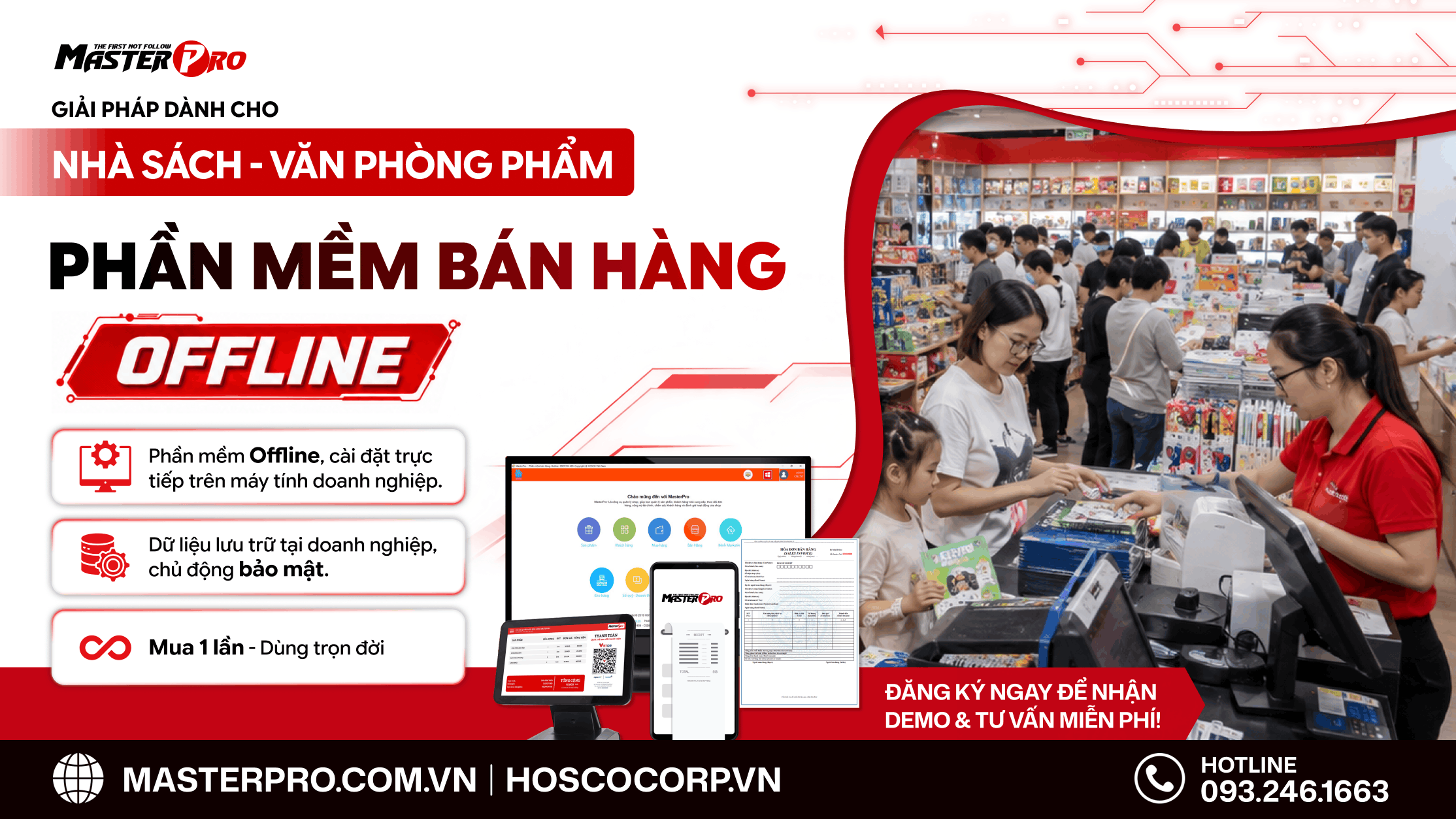 Phần mềm quản lý nhà sách – Văn phòng phẩm MasterPro Offline: Chủ động dữ liệu, tối ưu chi phí