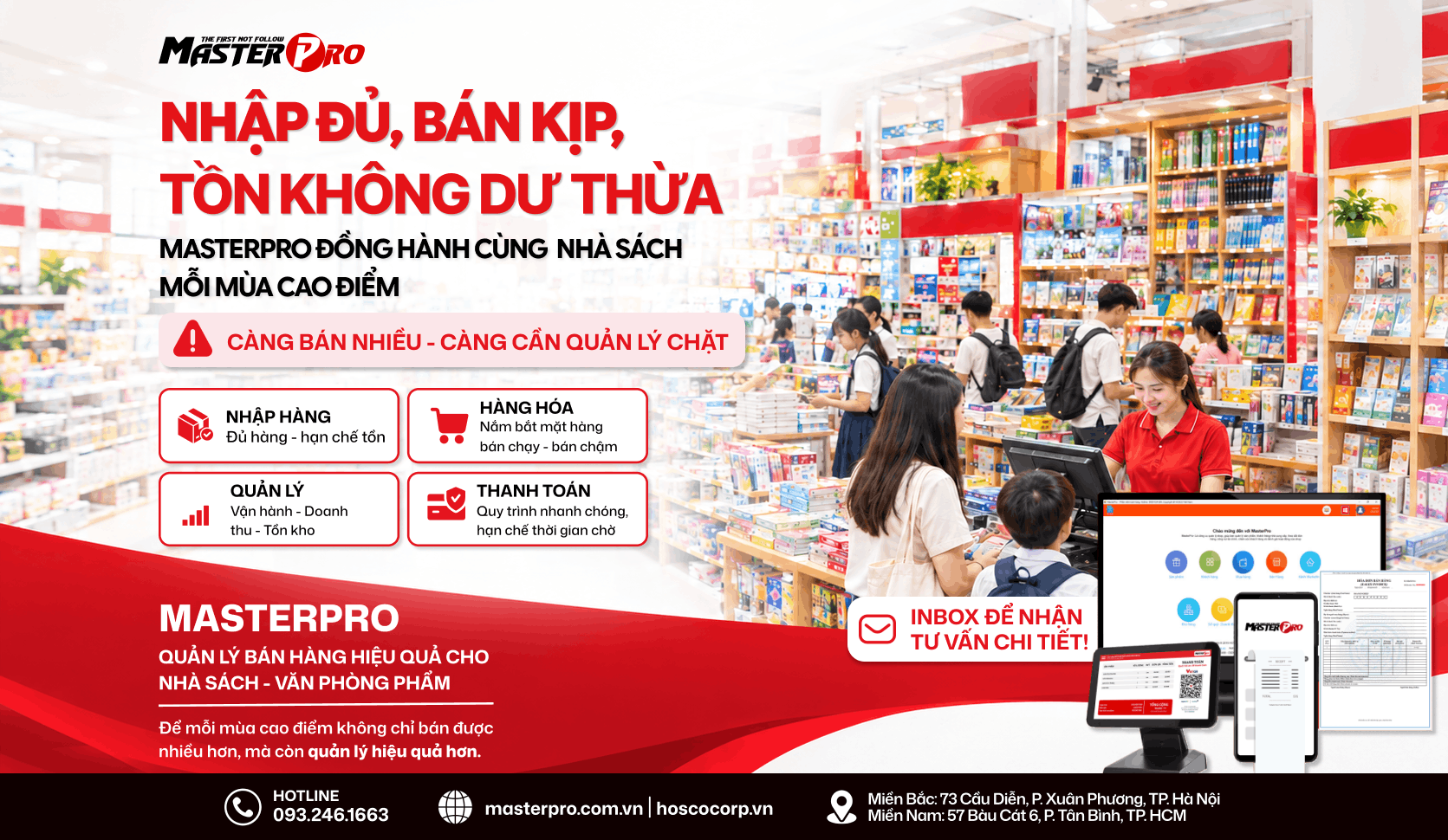 NHẬP ĐỦ, BÁN KỊP, TỒN KHÔNG DƯ THỪA – MASTERPRO ĐỒNG HÀNH CÙNG NHÀ SÁCH MỖI MÙA CAO ĐIỂM